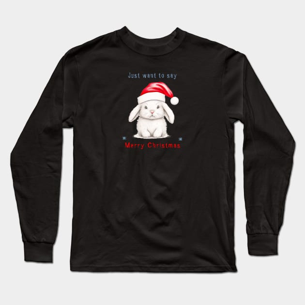 Christmas bunny Long Sleeve T-Shirt by NATLEX